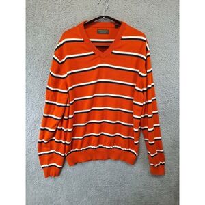 John Bartlett Consensus Striped V Neck Sweater Mens SIze XXL 100% Cotton